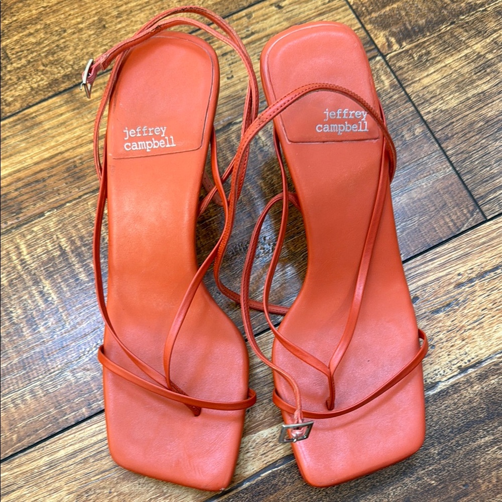 Women's Orange Coral Strappy Heels sandals 7 fluxx - Picture 6 of 10
